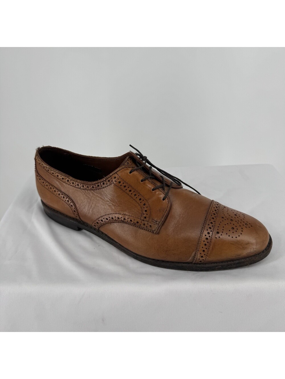 Allen Edmonds shoes mens 13 sanford brown leather oxford cap toe brogue wingtip